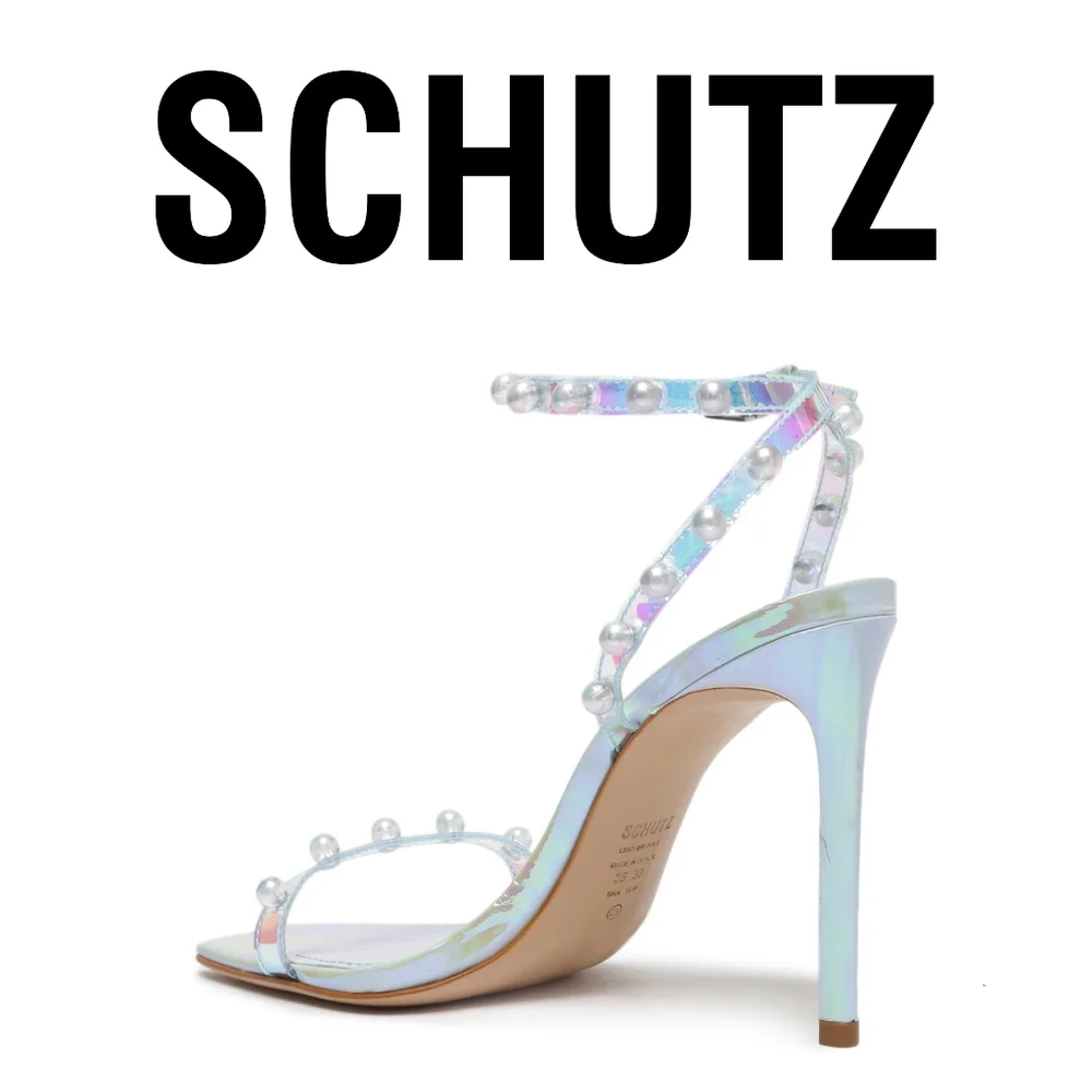 SCHUTZ Women's Pietra Sandal Sandals, Multicolor Size 8 US Stiletto
